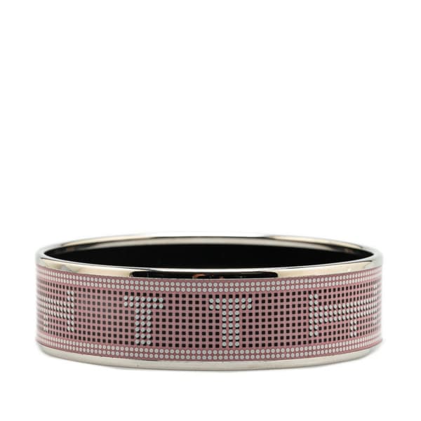 Pre-owned Hermès Wide H Dot Enamel Bangle 65 Pink