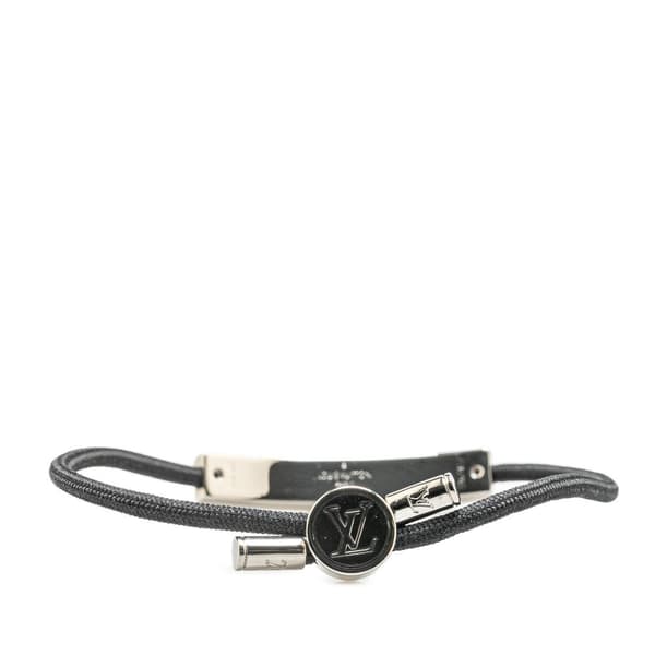 Pre-owned Louis Vuitton Stainless Steel and Nylon LV Space Bracelet Black