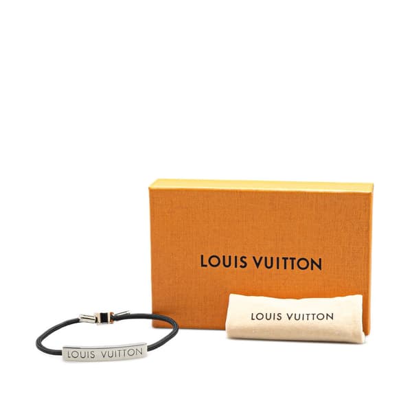 Pre-owned Louis Vuitton Stainless Steel and Nylon LV Space Bracelet Black