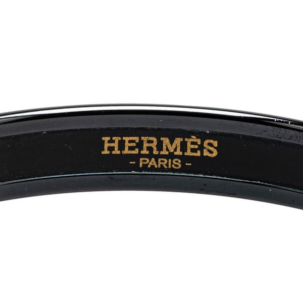 Pre-owned Hermès Narrow Brazil Feather Enamel Bangle 62 Gray