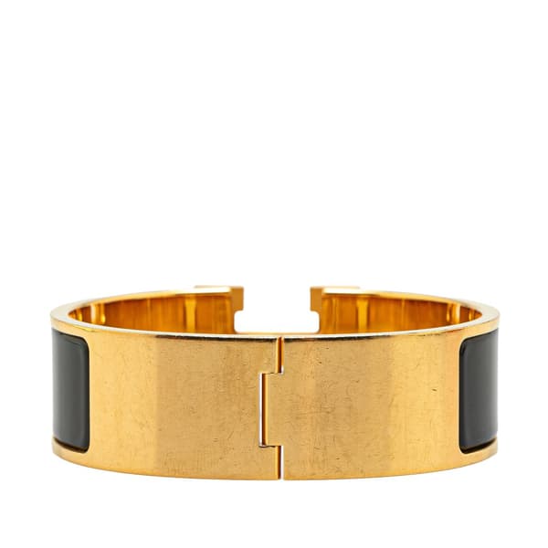 Pre-owned Hermès Wide Enamel Clic Clac H Bracelet GM Black