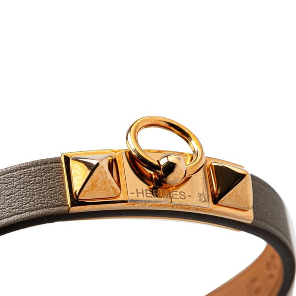 Pre-owned Hermès Swift Mini Rivale Bracelet Gray