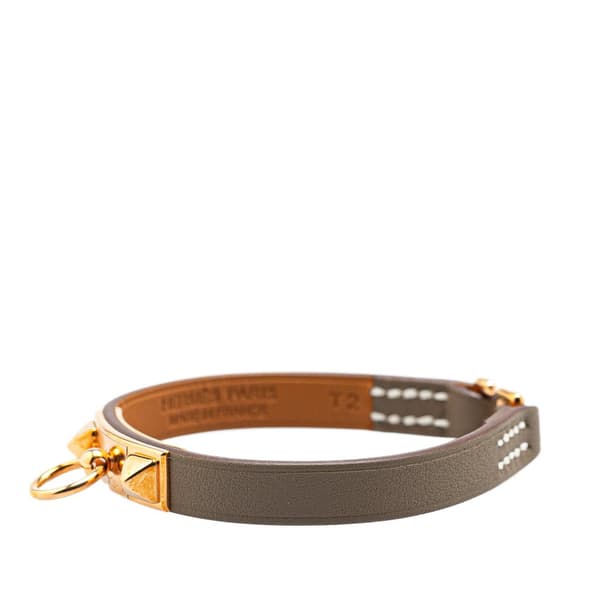Pre-owned Hermès Swift Mini Rivale Bracelet Gray