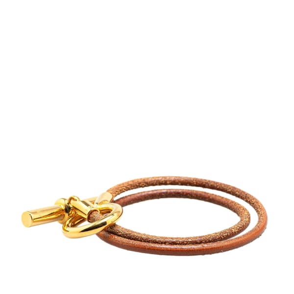 Pre-owned Hermès Leather Glenan Double Tour Bracelet Brown