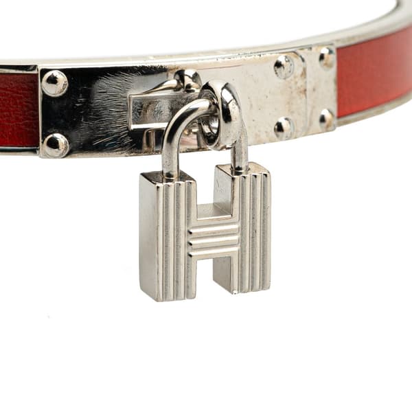 Pre-owned Hermès Leather Kelly Cadena Lock Bangle Bracelet Brown