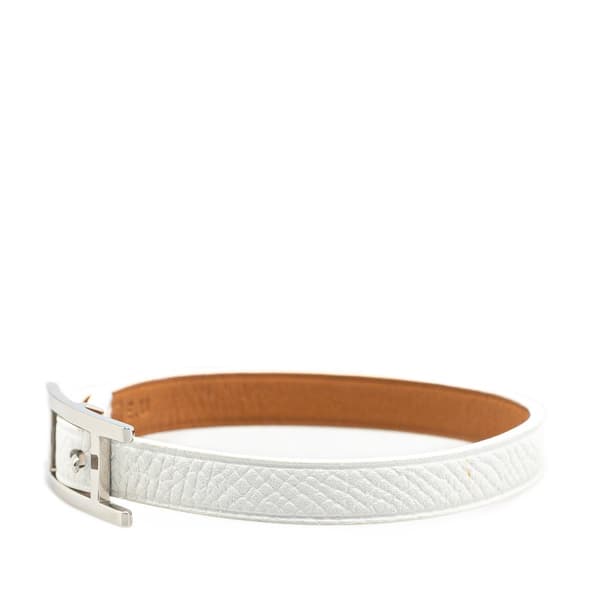 Pre-owned Hermès Epsom Behapi Single Tour Bracelet White