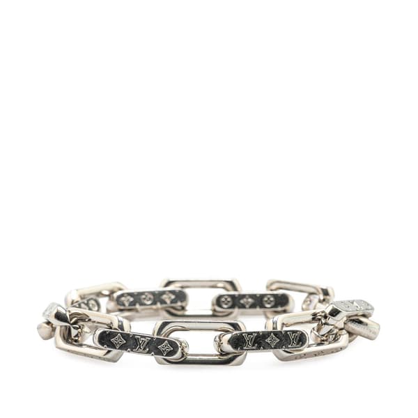 Pre-owned Louis Vuitton Silver Monogram Chain Link Bracelet Silver