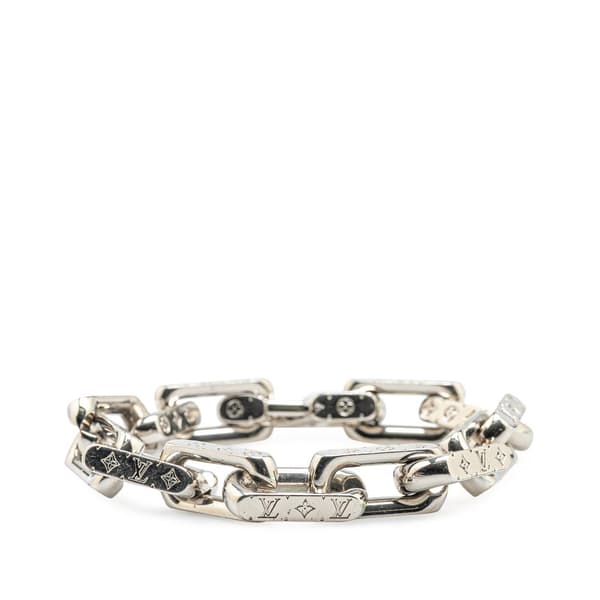 Pre-owned Louis Vuitton Silver Monogram Chain Link Bracelet Silver