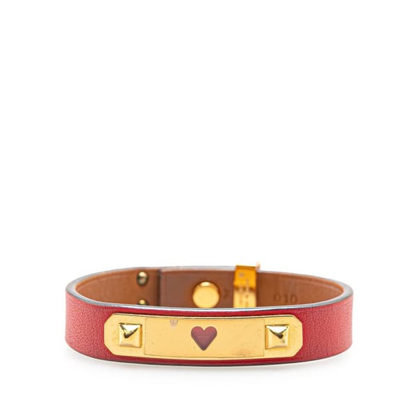 Pre-owned Hermès Swift As De Coeur T2 Bracelet Red