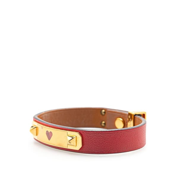 Pre-owned Hermès Swift As De Coeur T2 Bracelet Red