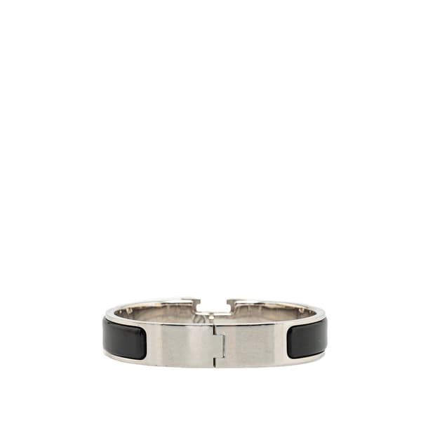 Pre-owned Hermès Narrow Enamel Clic H Bracelet PM Black