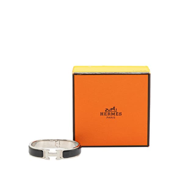 Pre-owned Hermès Narrow Enamel Clic H Bracelet PM Black