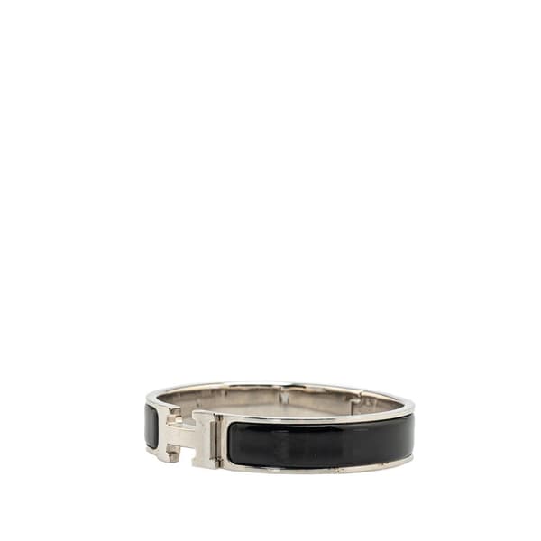 Pre-owned Hermès Narrow Enamel Clic H Bracelet PM Black