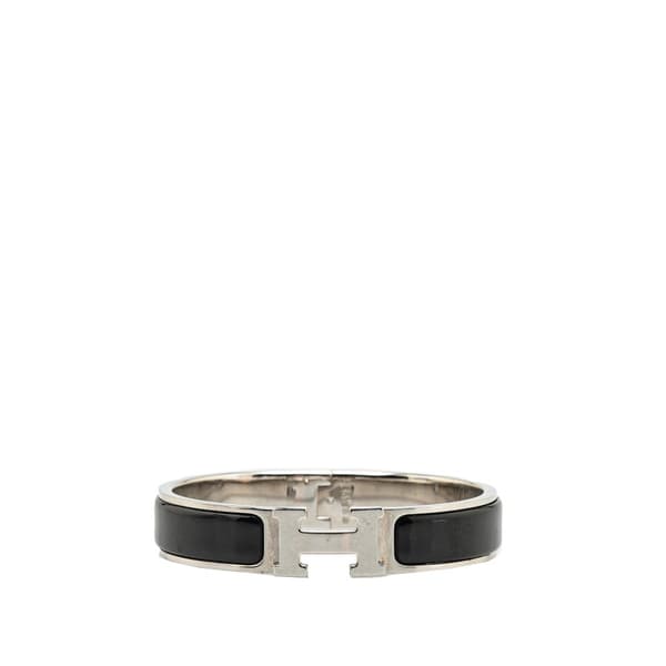 Pre-owned Hermès Narrow Enamel Clic H Bracelet PM Black