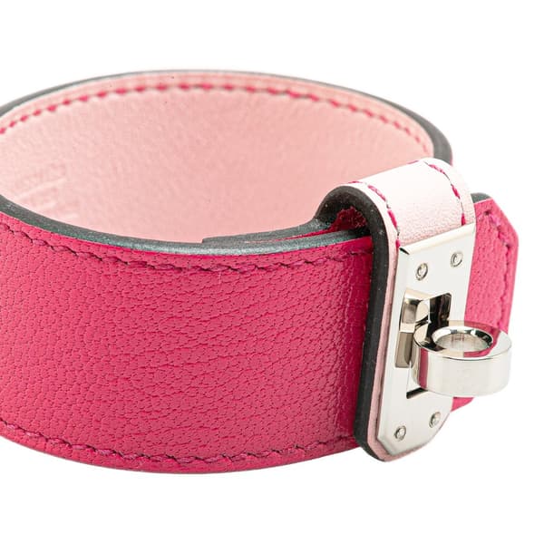 Pre-owned Hermès Chevre Chamkila Kelly Twist Bracelet PM T2 Pink