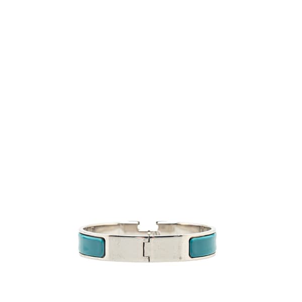 Pre-owned Hermès Narrow Enamel Clic H Bracelet PM Blue