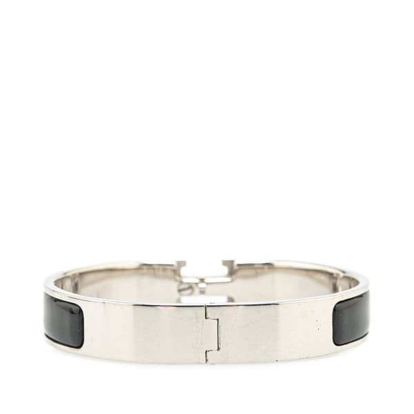 Pre-owned Hermès Narrow Enamel Clic Clac H Bracelet PM Black