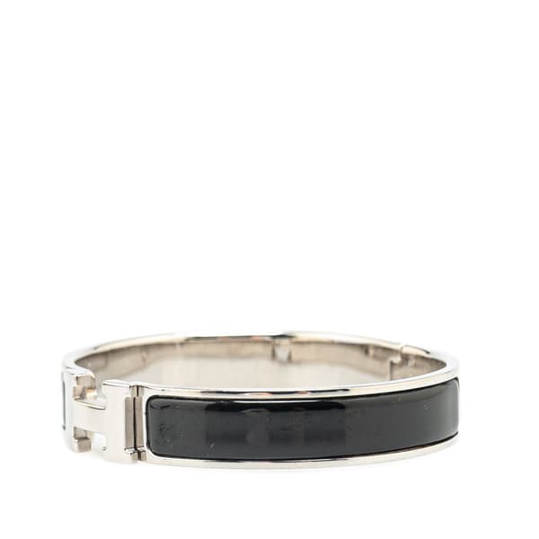 Pre-owned Hermès Narrow Enamel Clic Clac H Bracelet PM Black