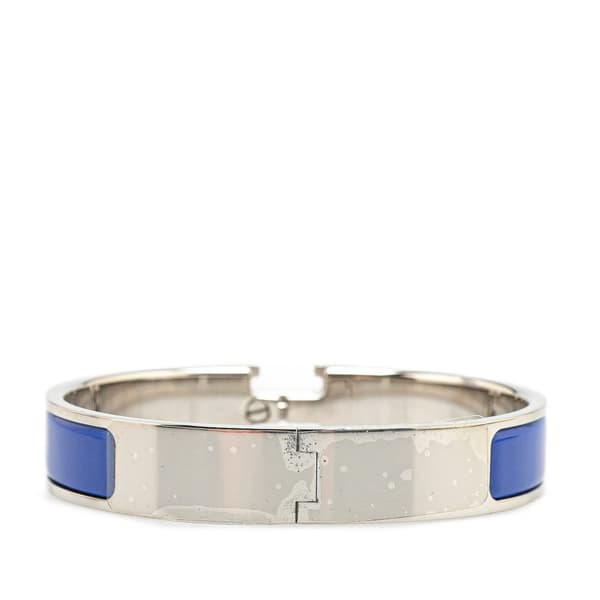 Pre-owned Hermès Narrow Enamel Clic H Bracelet PM Blue