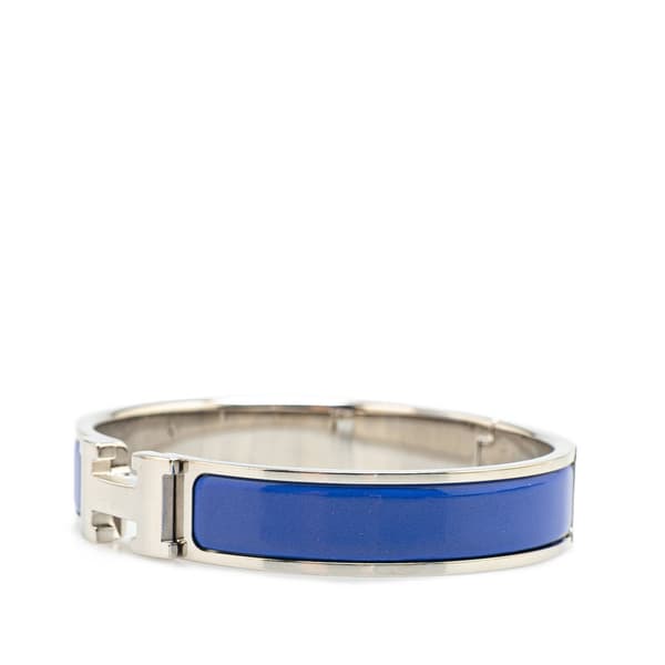 Pre-owned Hermès Narrow Enamel Clic H Bracelet PM Blue