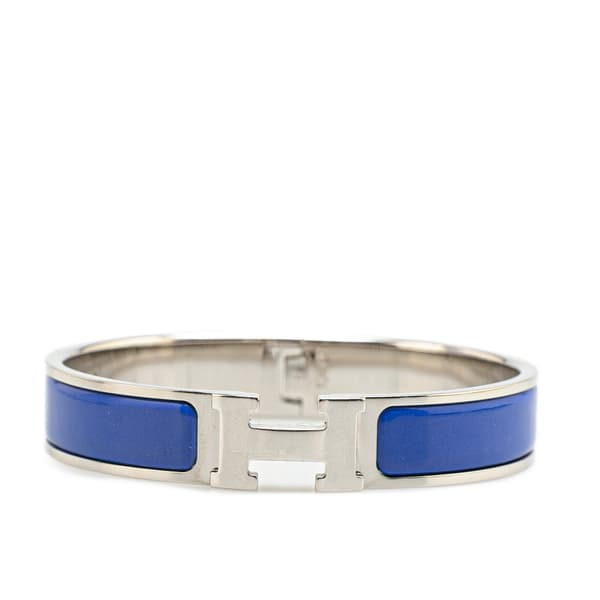 Pre-owned Hermès Narrow Enamel Clic H Bracelet PM Blue