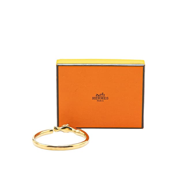 Pre-owned Hermès Gold Plated Tete de Cheval Horse Bangle Gold
