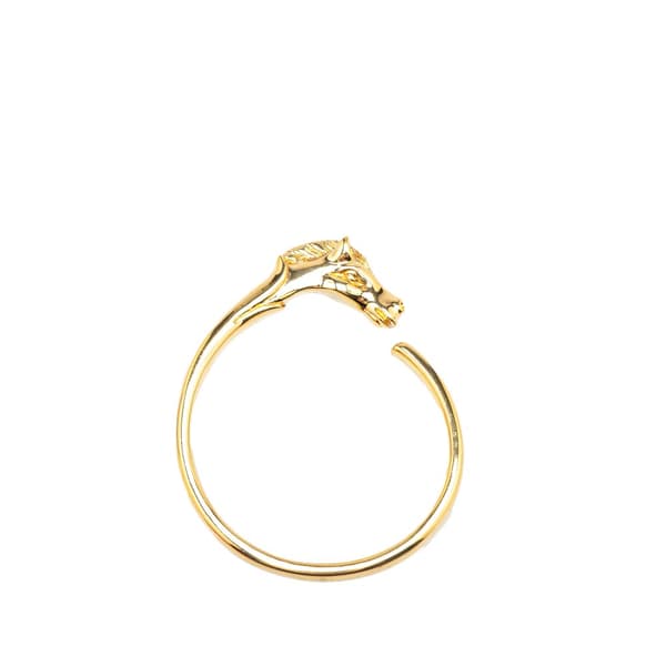 Pre-owned Hermès Gold Plated Tete de Cheval Horse Bangle Gold