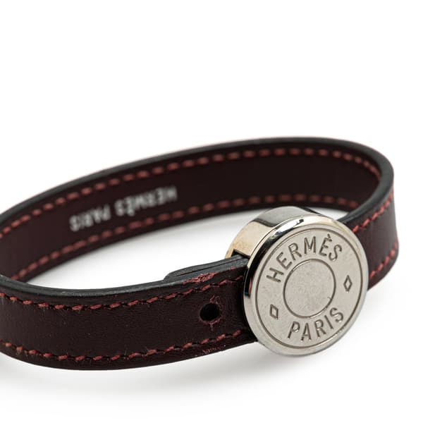 Pre-owned Hermès Leather Clou de Selle Bracelet Brown