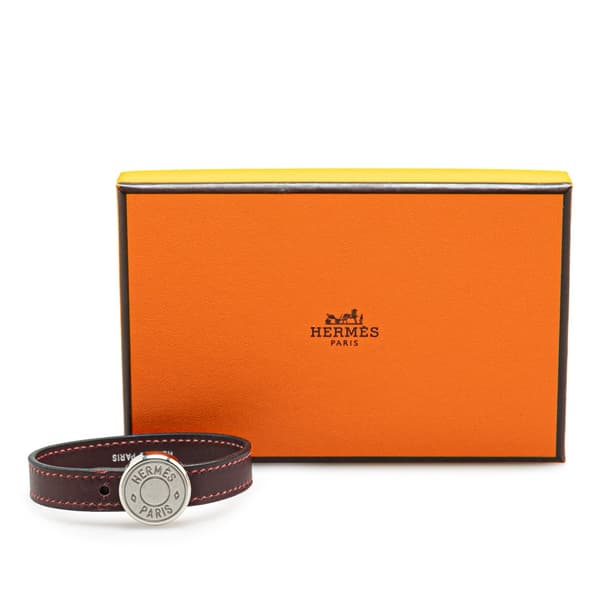 Pre-owned Hermès Leather Clou de Selle Bracelet Brown