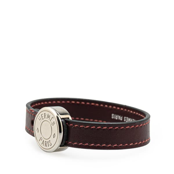 Pre-owned Hermès Leather Clou de Selle Bracelet Brown