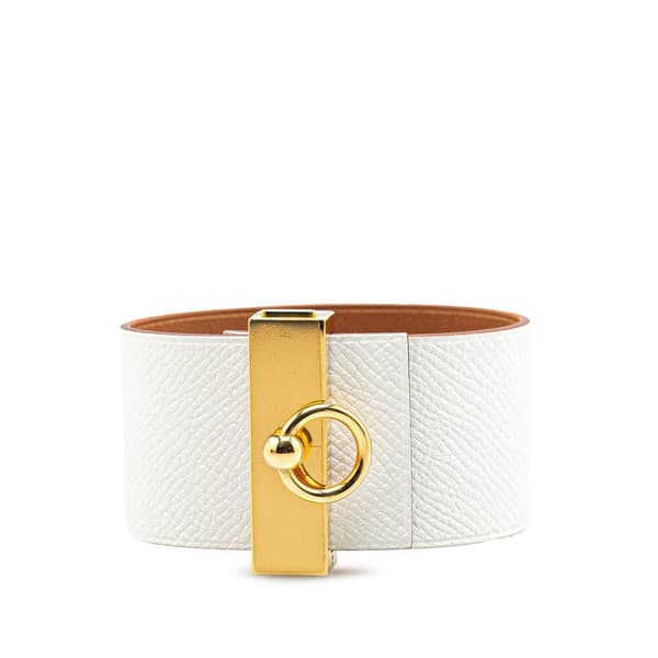 Pre-owned Hermès Bicolor Epsom Reversible Illusion Bracelet MM White