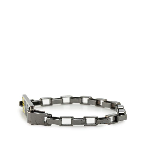 Pre-owned Louis Vuitton Brass and Enamel Damier Colors Chain Bracelet Silver