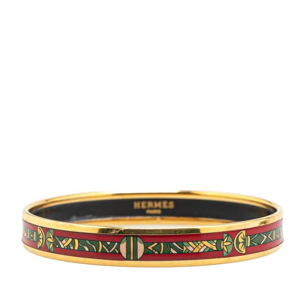 Pre-owned Hermès Narrow Cloisonne Enamel Bangle 62 Red