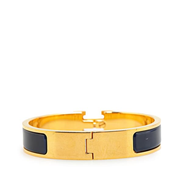 Pre-owned Hermès Narrow Enamel Clic H Bracelet PM Black