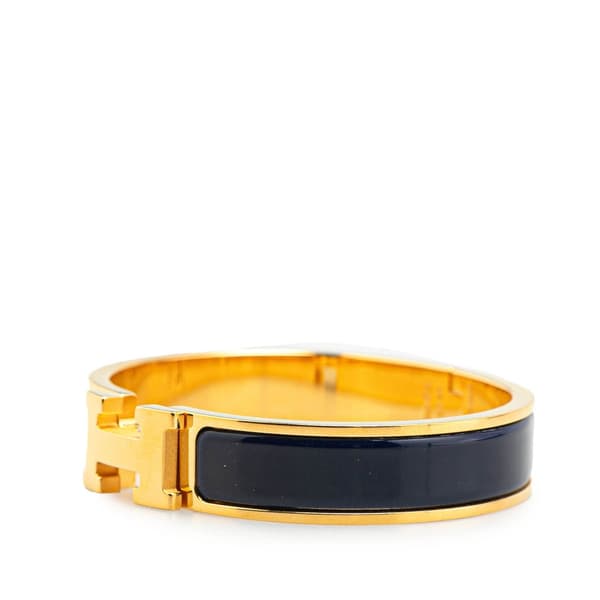 Pre-owned Hermès Narrow Enamel Clic H Bracelet PM Black