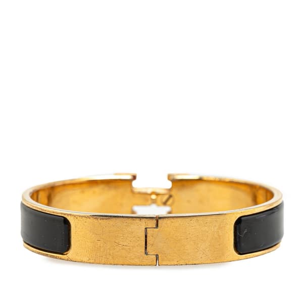 Pre-owned Hermès Narrow Enamel Clic Clac H Bracelet PM Black