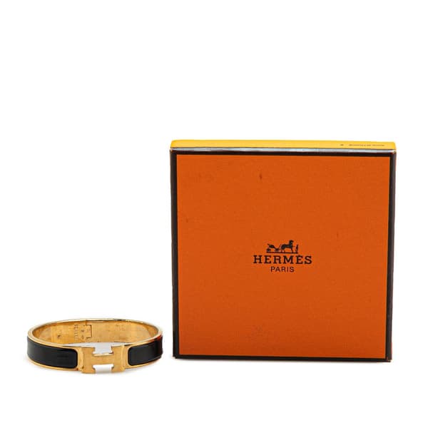 Pre-owned Hermès Narrow Enamel Clic Clac H Bracelet PM Black