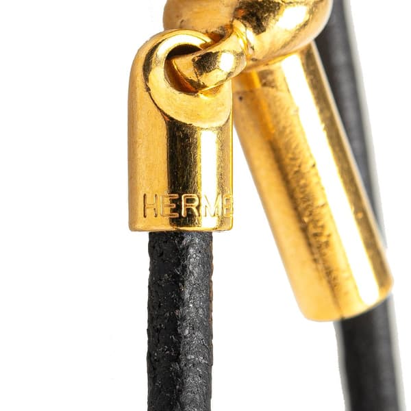 Pre-owned Hermès Leather Glenan Double Tour Bracelet Black