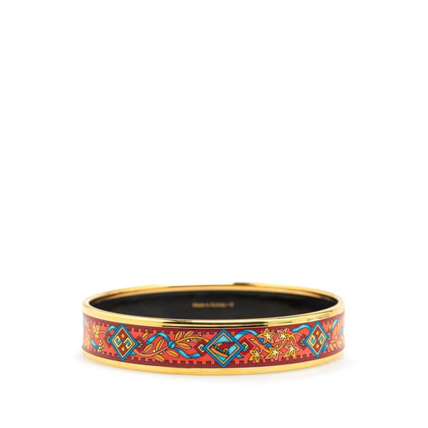 Pre-owned Hermès Wide Pilgrim  Enamel Bangle 62 Red