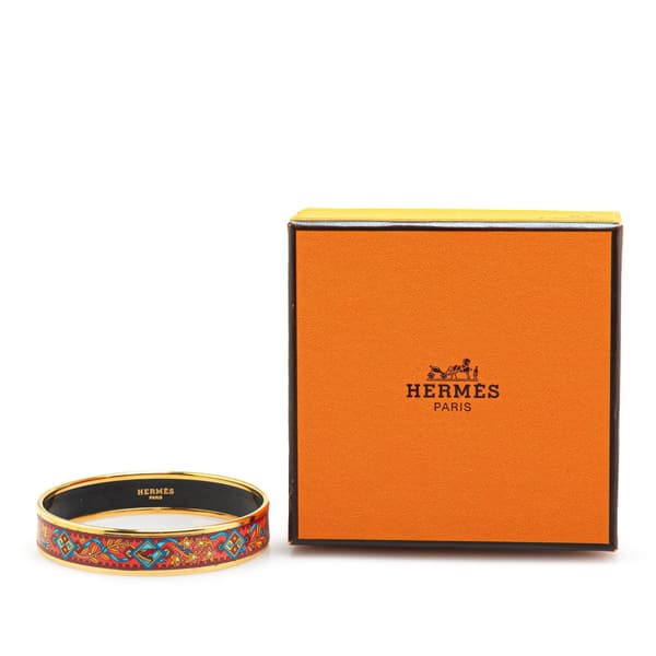 Pre-owned Hermès Wide Pilgrim  Enamel Bangle 62 Red
