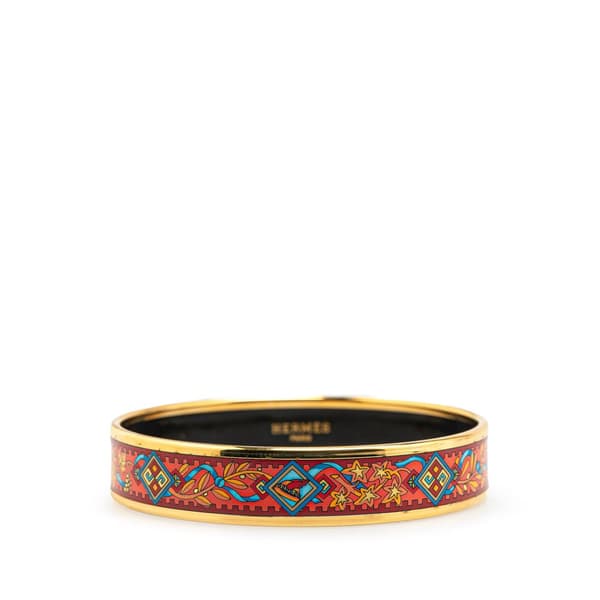 Pre-owned Hermès Wide Pilgrim  Enamel Bangle 62 Red