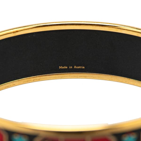 Pre-owned Hermès Wide Horse Enamel Bangle 65 Black