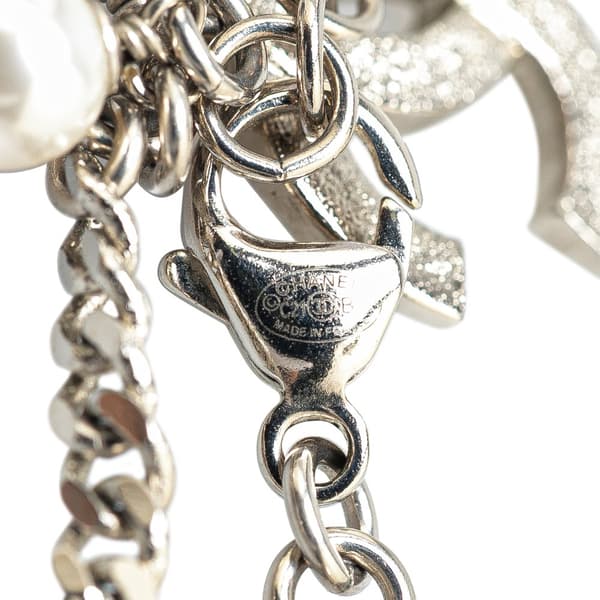 Pre-owned Chanel Silver CC Rhinestones Charms Bracelet Silver