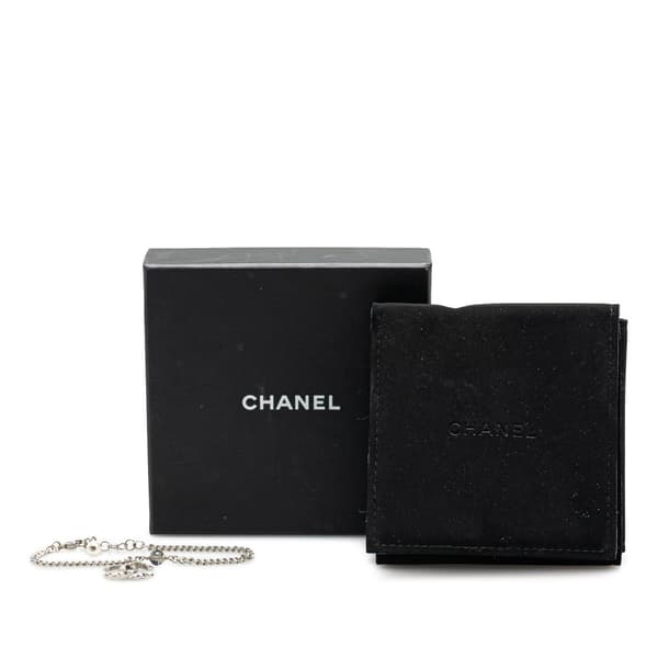 Pre-owned Chanel Silver CC Rhinestones Charms Bracelet Silver