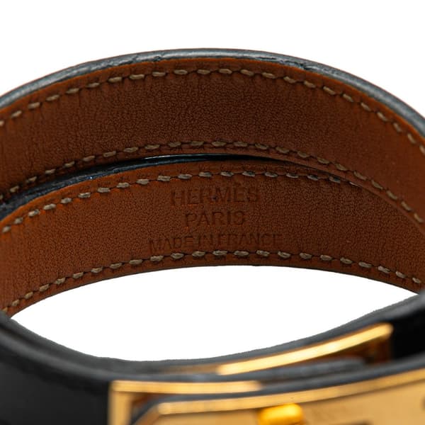 Pre-owned Hermès Box Calf Kelly Double Tour Bracelet Black
