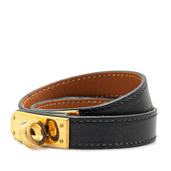 Pre-owned Hermès Box Calf Kelly Double Tour Bracelet Black