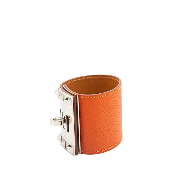 Pre-owned Hermès Epsom Kelly Extreme Dog ​​Bracelet Orange