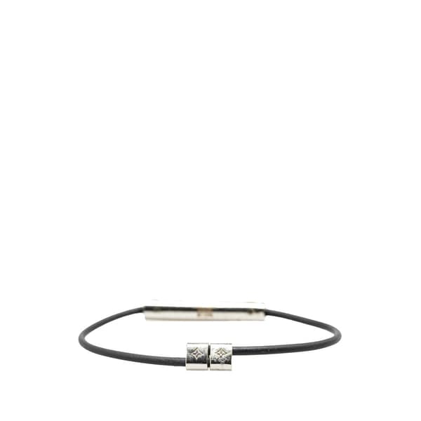 Pre-owned Louis Vuitton Palladium Plated and Leather Champs Elysees Bracelet Silver