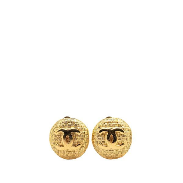 Pre-owned Chanel Gold Plated CC Clip On Earrings Gold