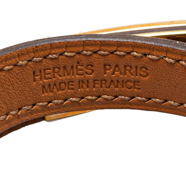 Pre-owned Hermès Epsom Rivale Double Tour Bracelet Brown